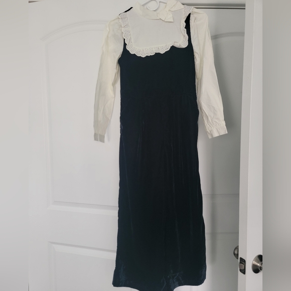 Janie and Jack Black Velvet Jumpsuit with White Ruffle NWT - Picture 2 of 2